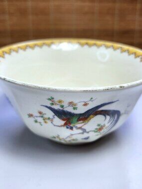 Vintage Myott England Bowl Floral Bird Gold Trim Round 5.25” Collectible Dish